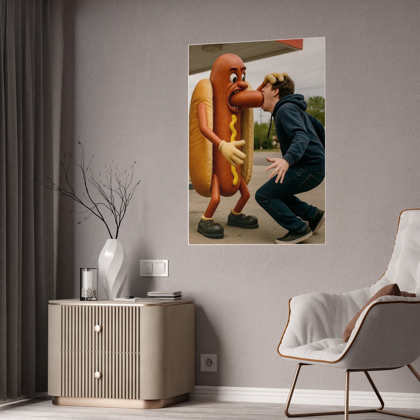 Man Eats Hotdog! - Gloss Posters