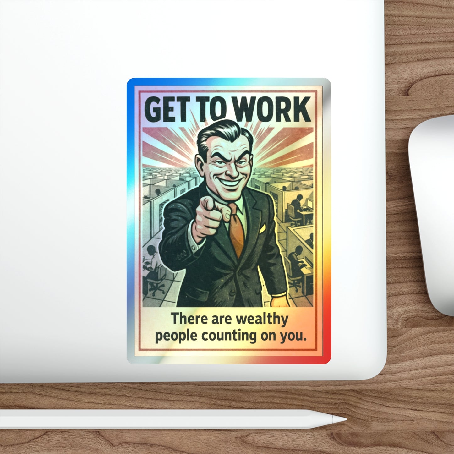 Get To Work - Holographic Die-Cut Stickers
