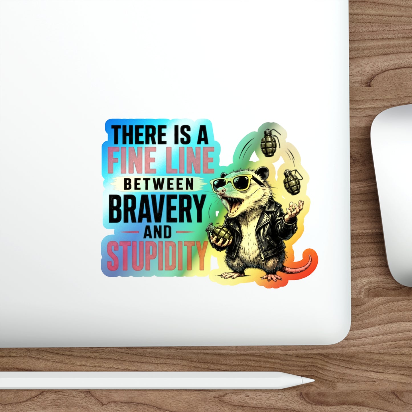 Fine Line to Stupidity - Holographic Die-cut Stickers