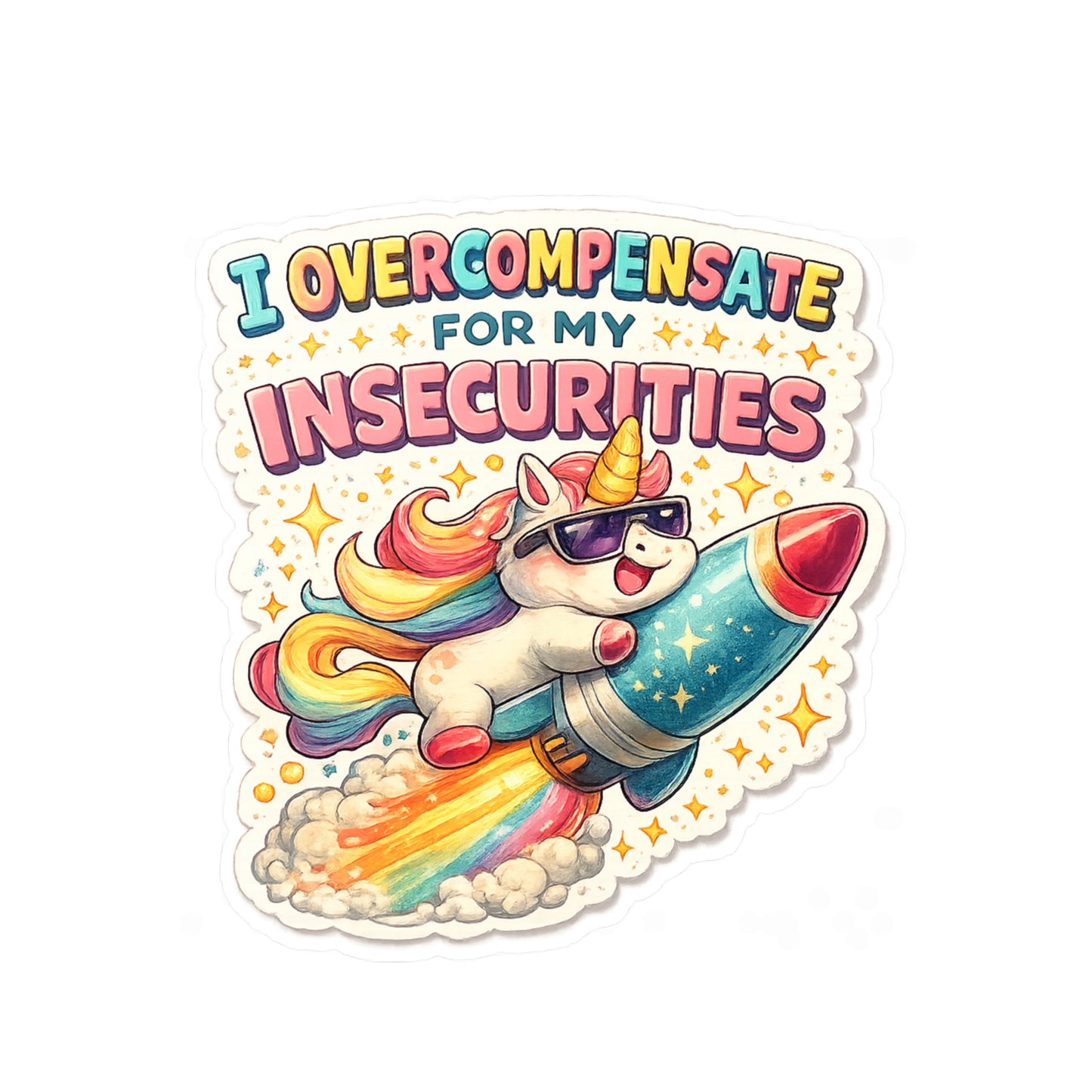 I Overcompensate - Kiss-Cut Vinyl Decals
