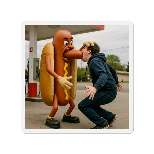 Man Eats Hotdog! - Die-Cut Magnet