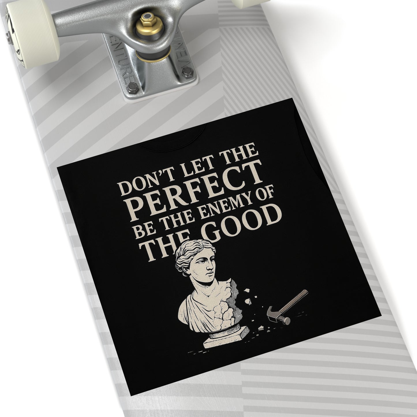 Enemy of the good - Square Stickers, Motivational Art Decals, Unique Gifts for Students, Office Decor, Self-Improvement Reminder