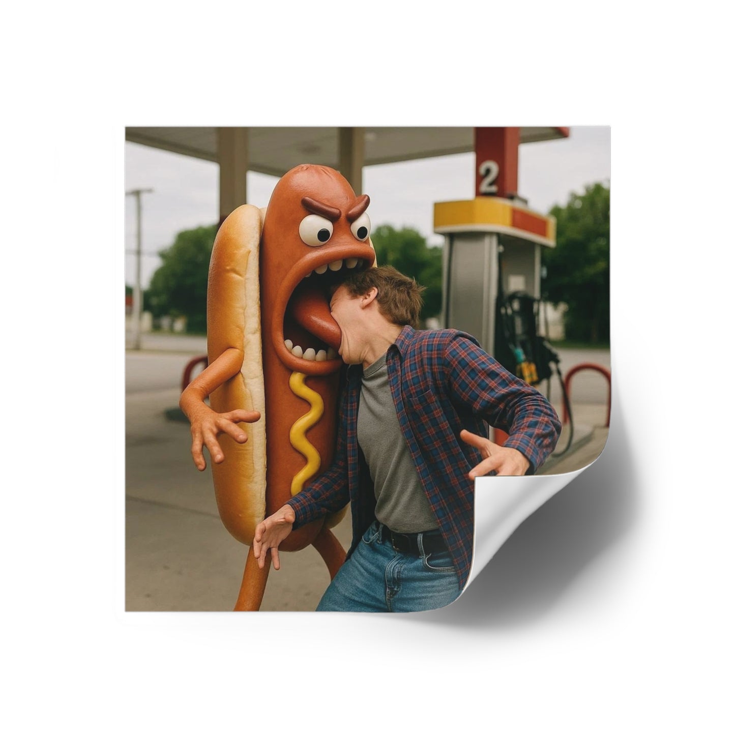 Hotdog Eats Man! - Square Stickers