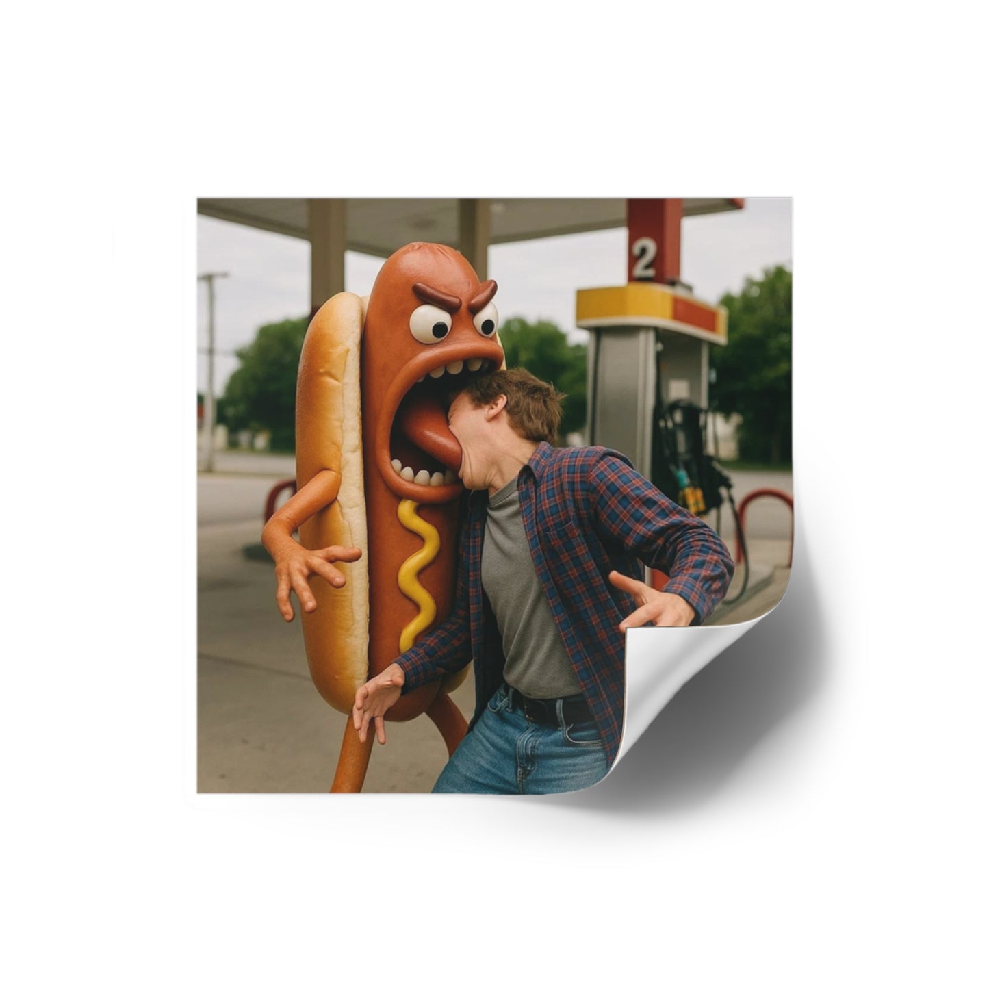 Hotdog Eats Man! - Square Stickers