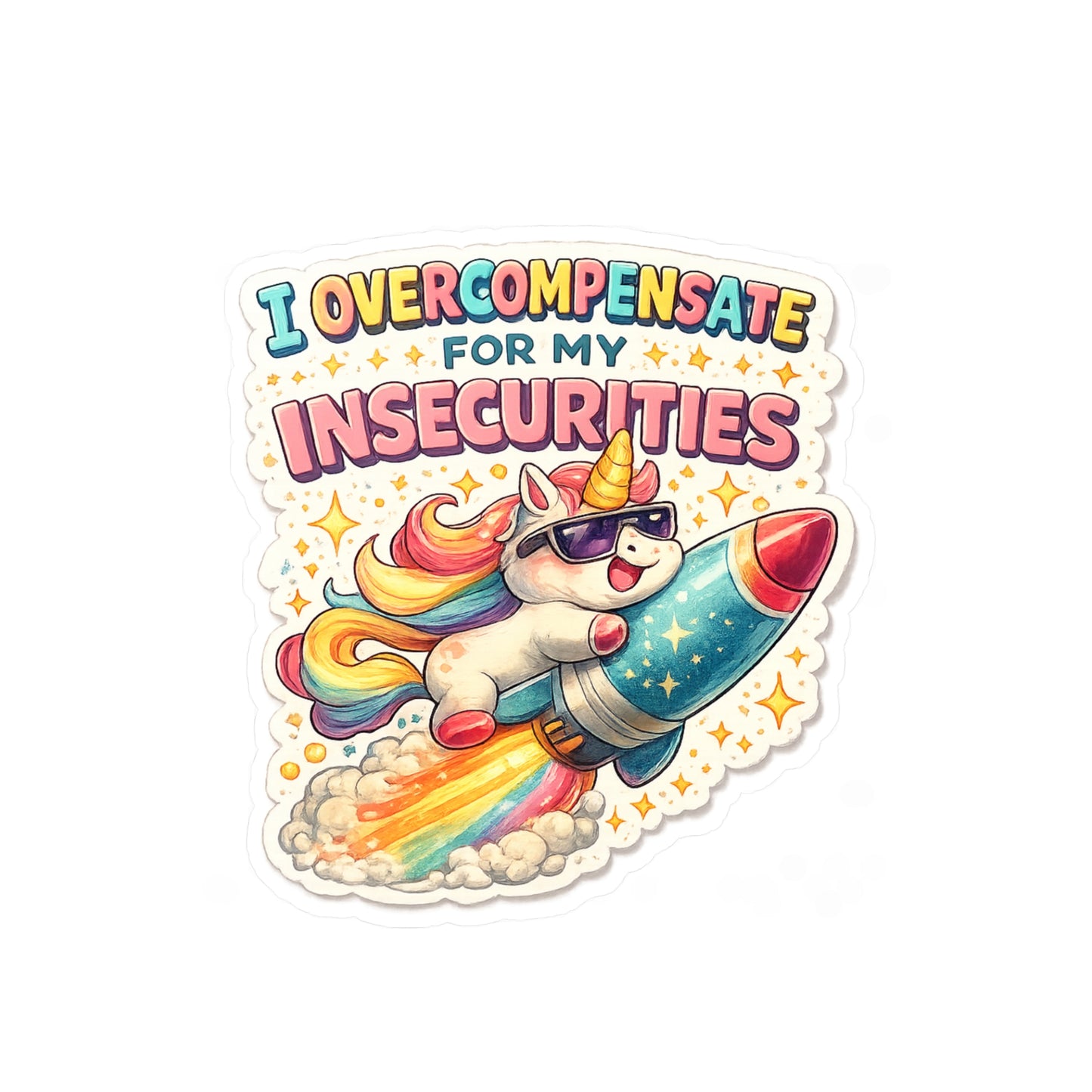 I Overcompensate - Kiss-Cut Vinyl Decals