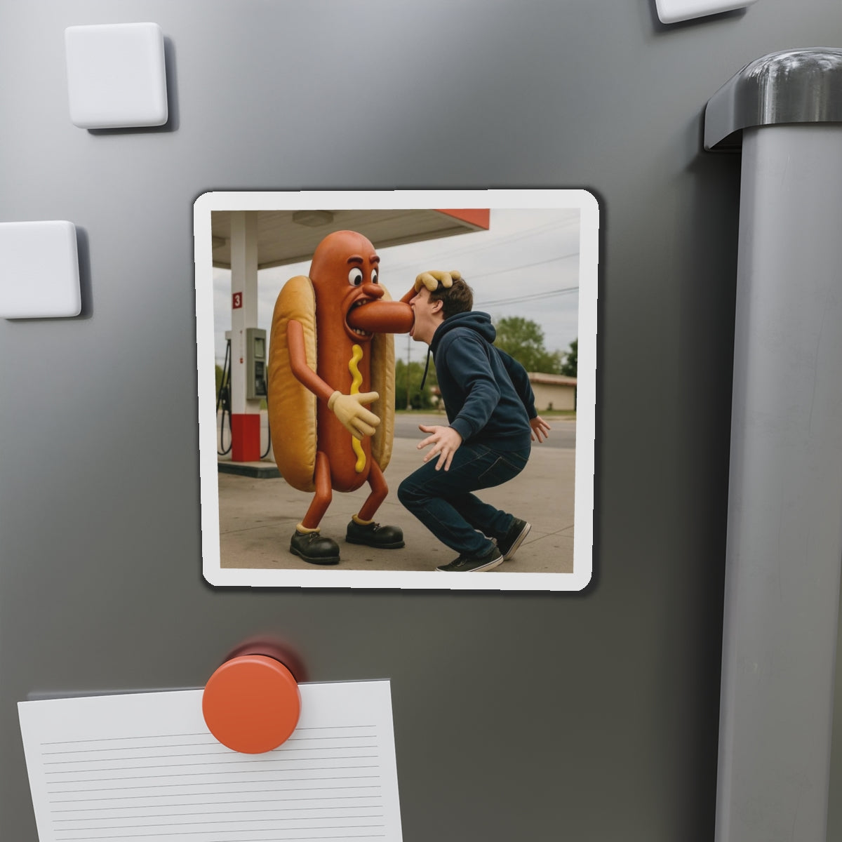 Man Eats Hotdog! - Die-Cut Magnet