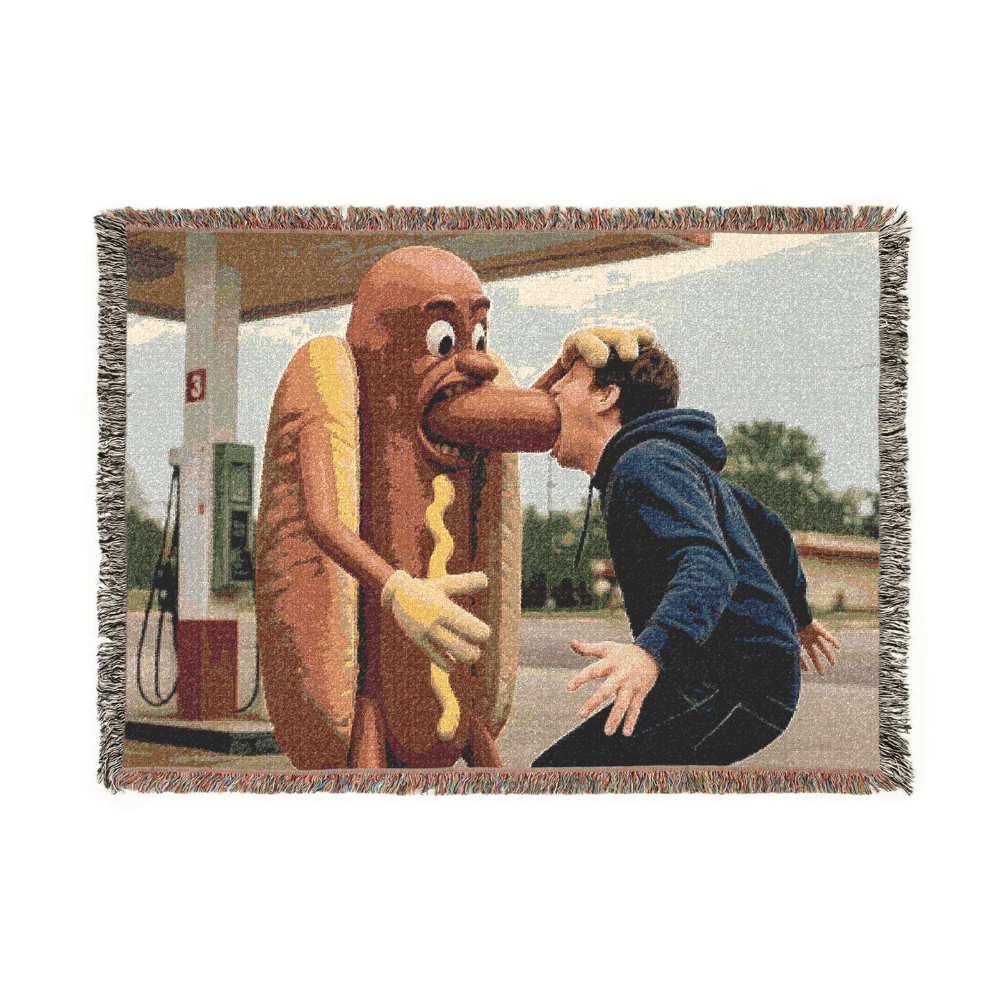Man Eats Hotdog! - Woven Blanket