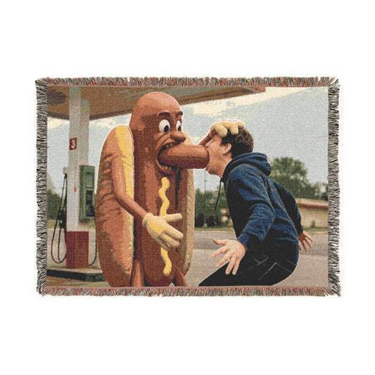 Man Eats Hotdog! - Woven Blanket