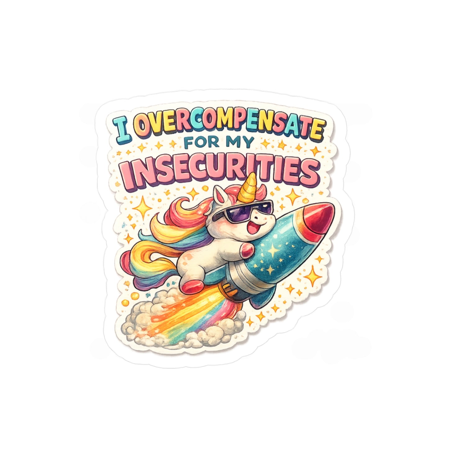 I Overcompensate - Kiss-Cut Vinyl Decals