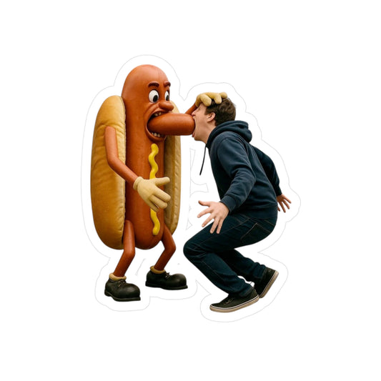 Man Eats Hotdog! -  Kiss-Cut Vinyl Decal