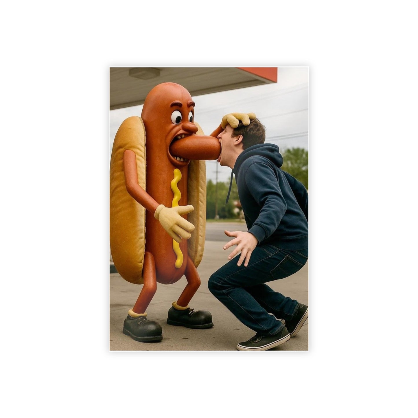 Man Eats Hotdog! - Gloss Posters