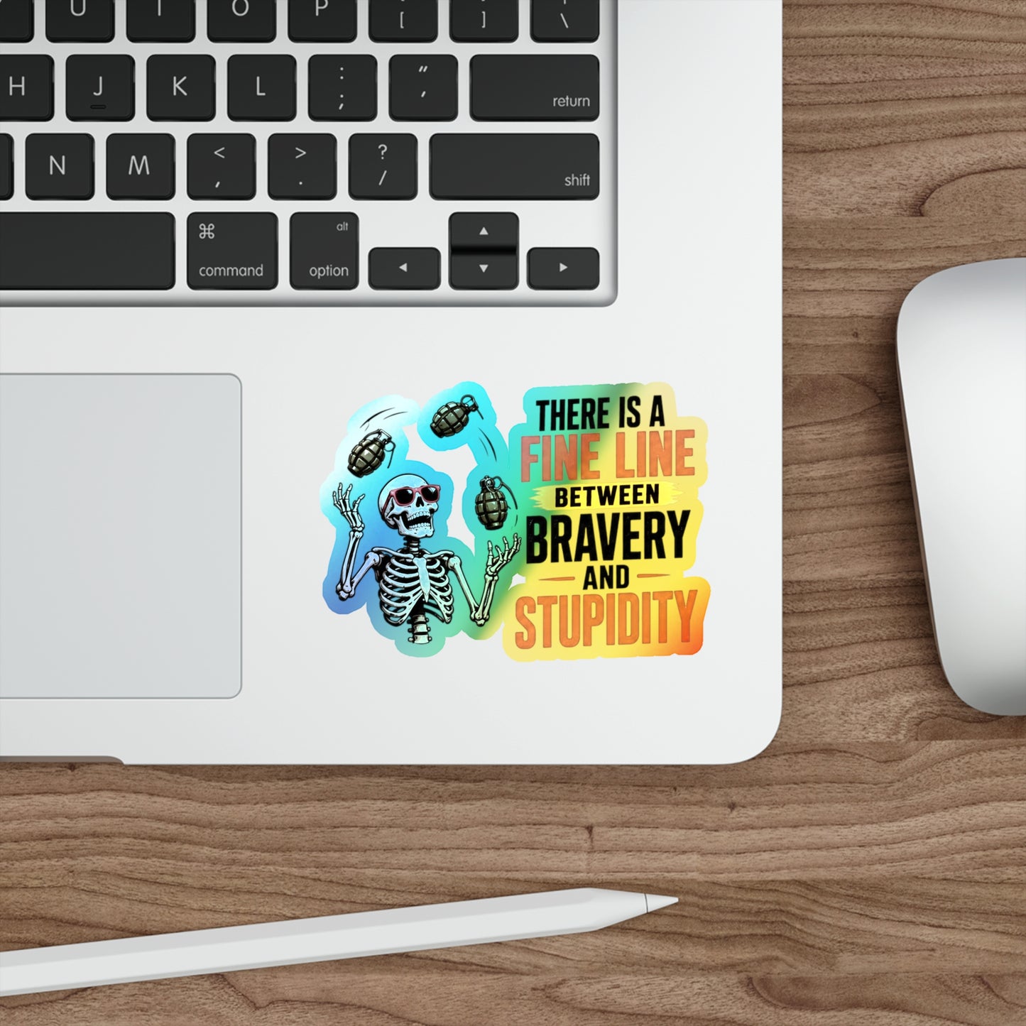 Fine Line to Stupidity - Holographic Die-cut Stickers