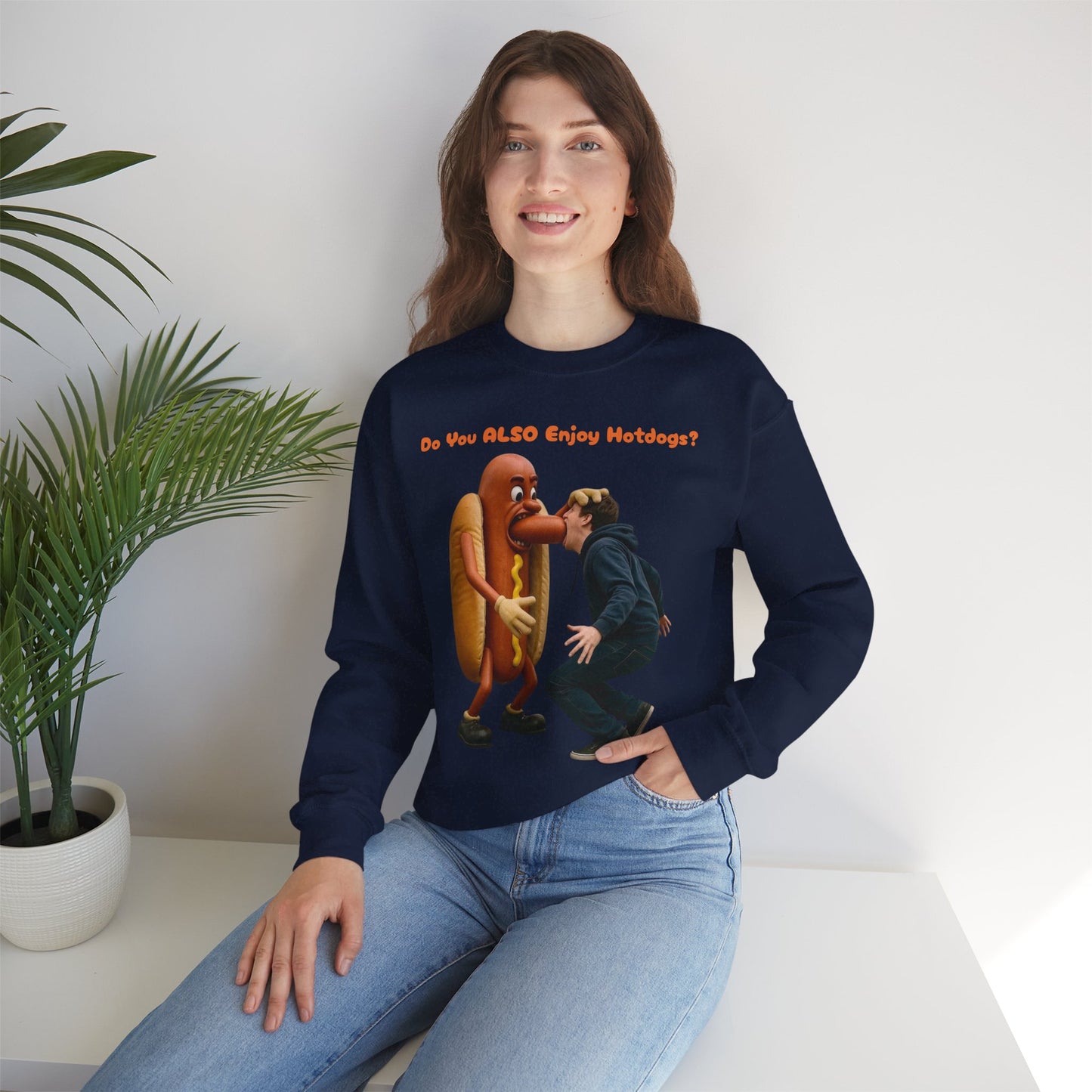 Man Eats Hotdog! - Unisex Heavy Blend Crewneck Sweatshirt