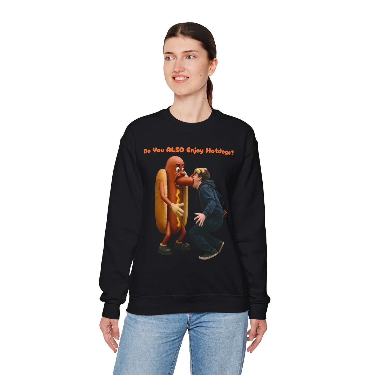 Man Eats Hotdog! - Unisex Heavy Blend Crewneck Sweatshirt