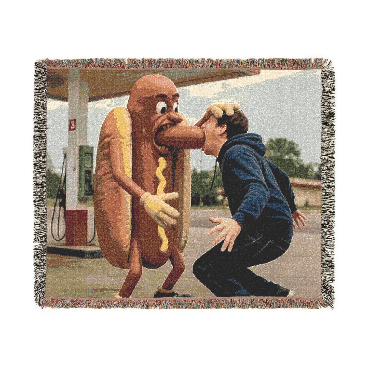 Man Eats Hotdog! - Woven Blanket