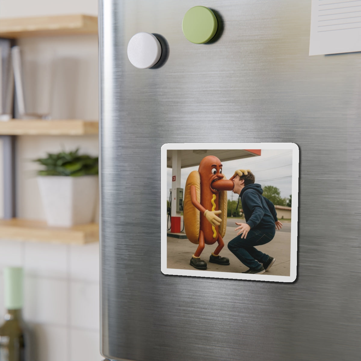 Man Eats Hotdog! - Die-Cut Magnet