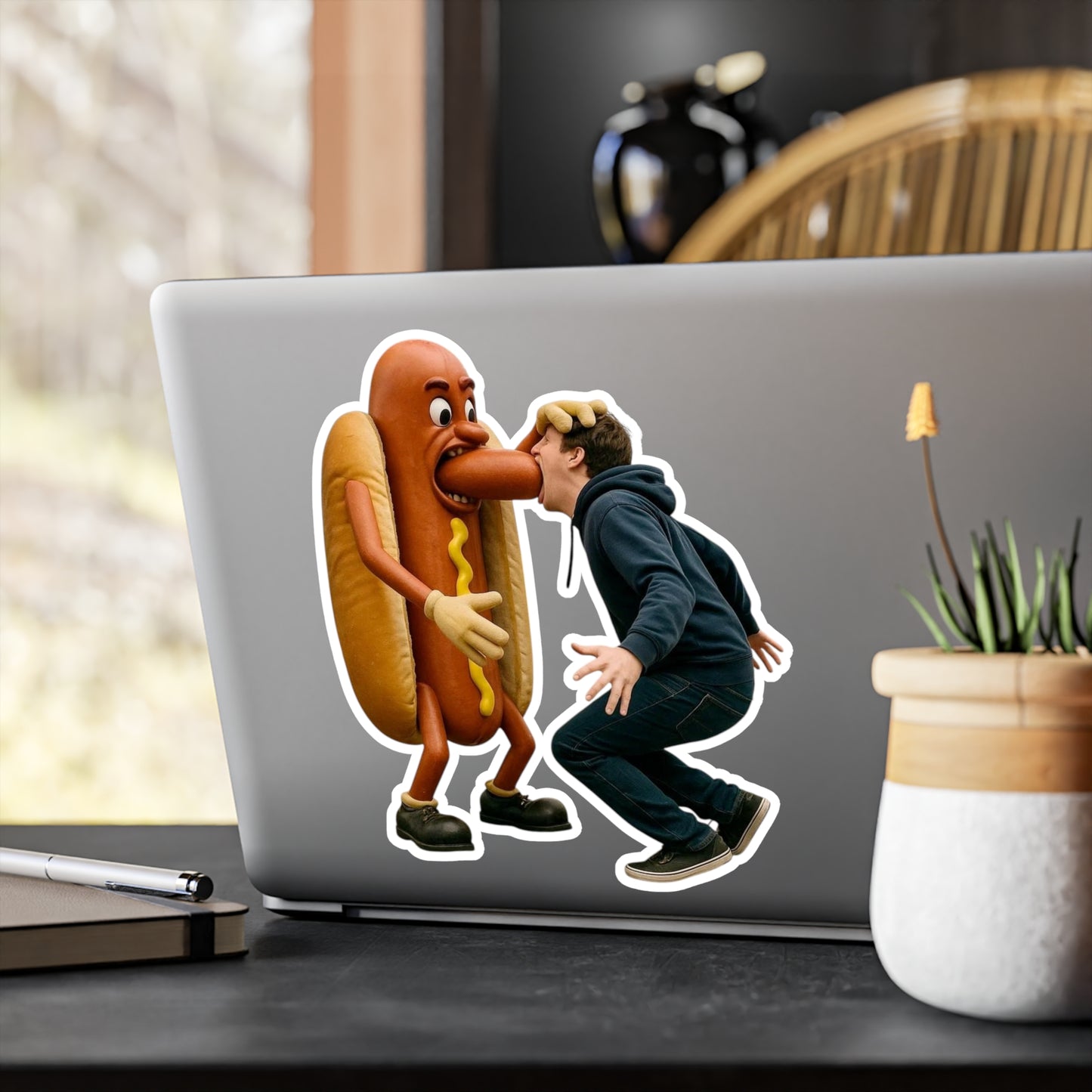 Man Eats Hotdog! -  Kiss-Cut Vinyl Decals