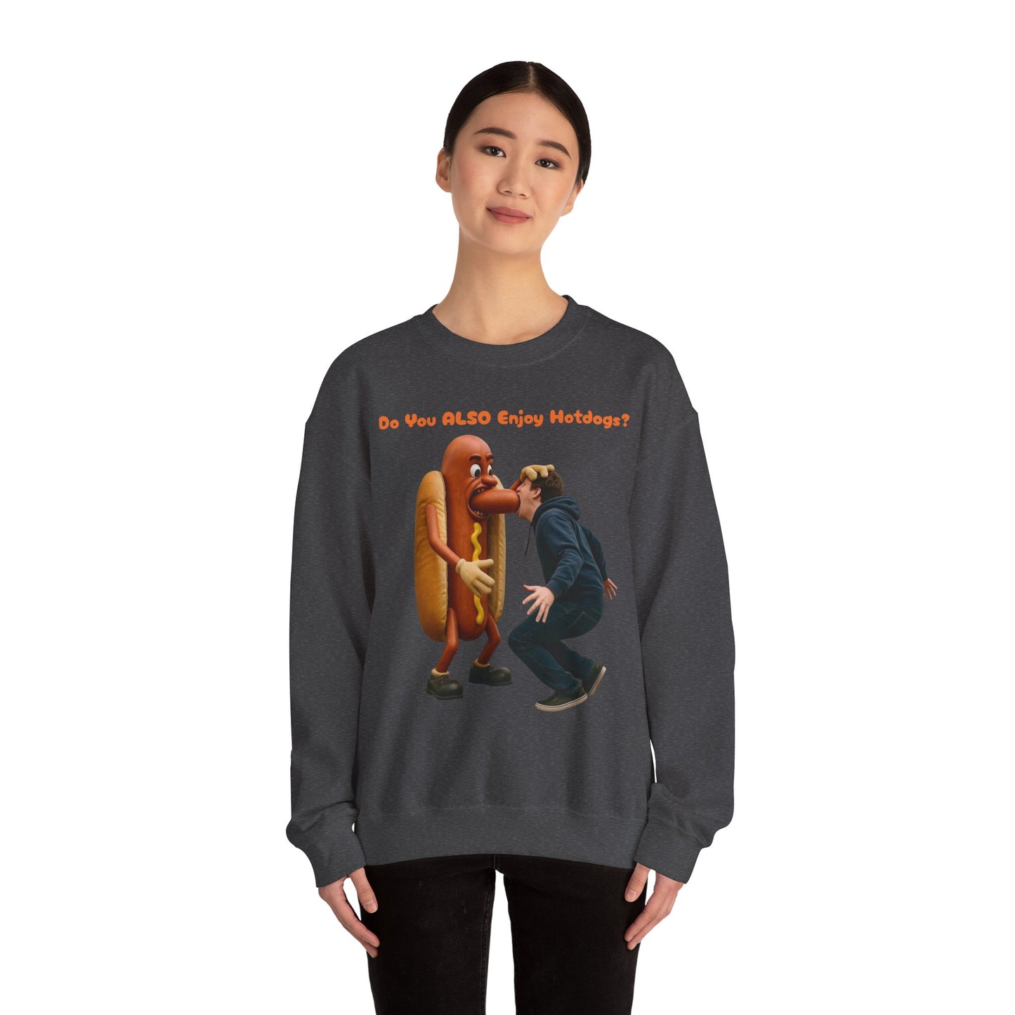 Man Eats Hotdog! - Unisex Heavy Blend Crewneck Sweatshirt
