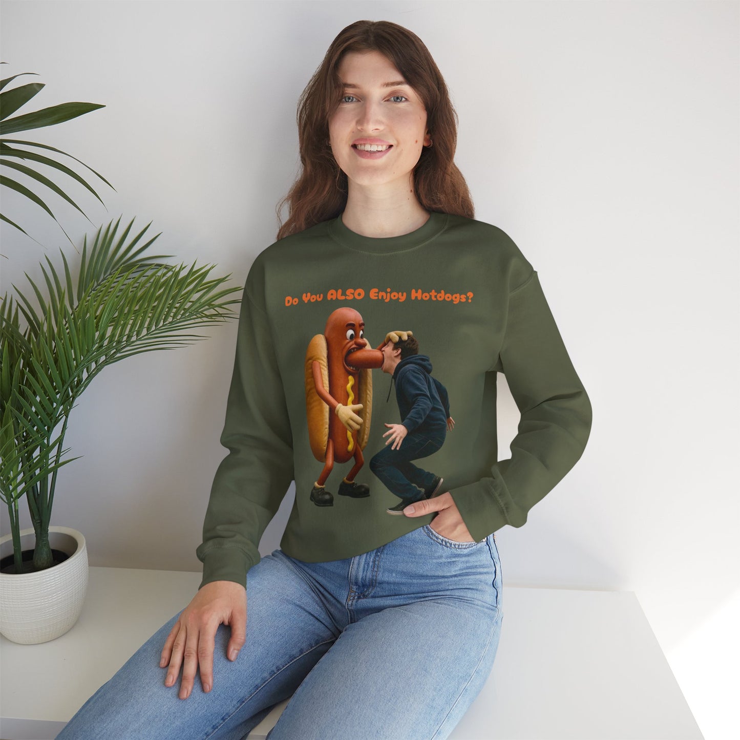 Man Eats Hotdog! - Unisex Heavy Blend Crewneck Sweatshirt