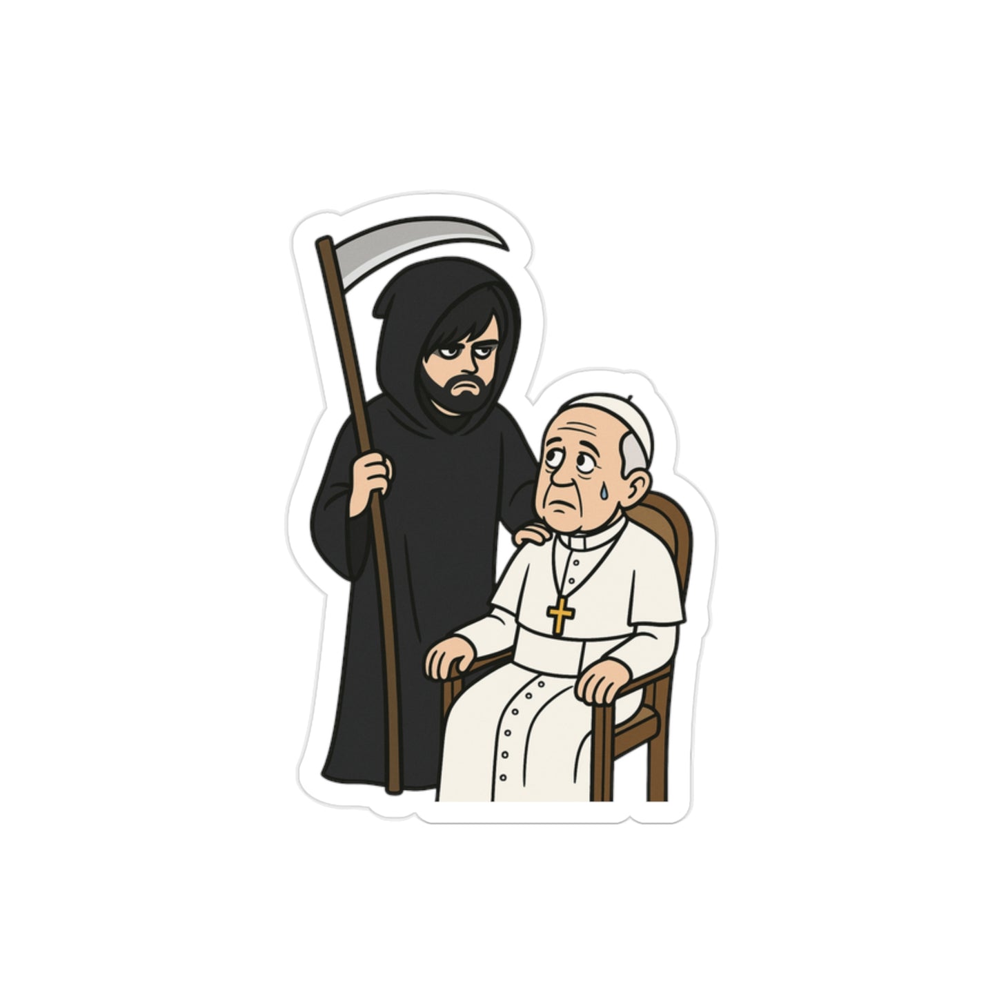 Grim Reaper and The Pope - Die-Cut Sticker