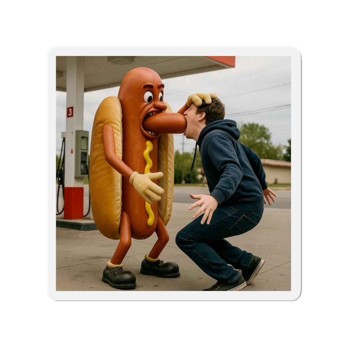 Man Eats Hotdog! - Die-Cut Magnet