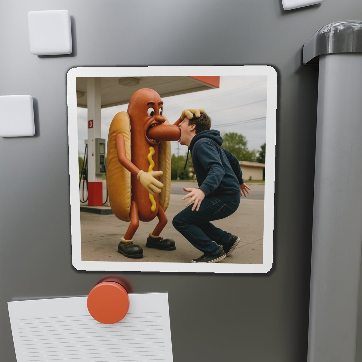 Man Eats Hotdog! - Die-Cut Magnet