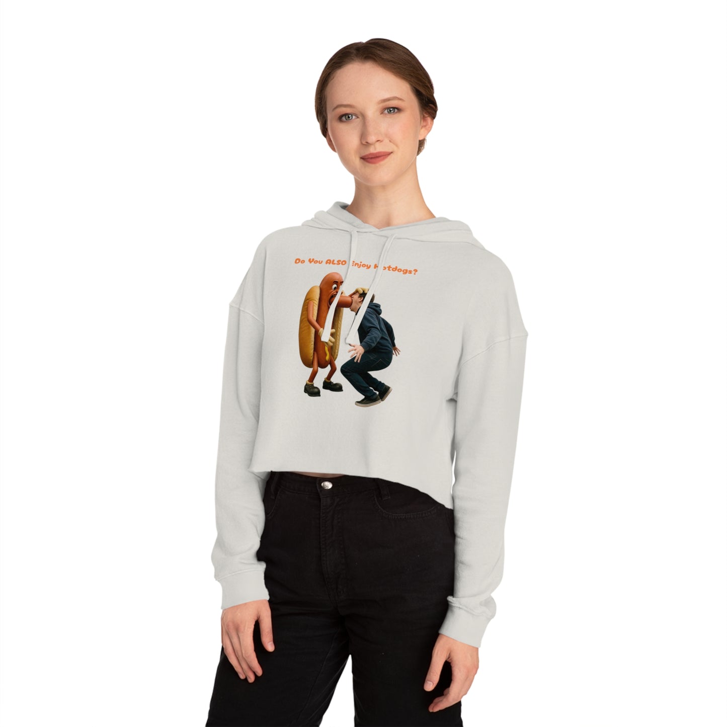 Man Eats Hotdog! - Cropped Hoodie