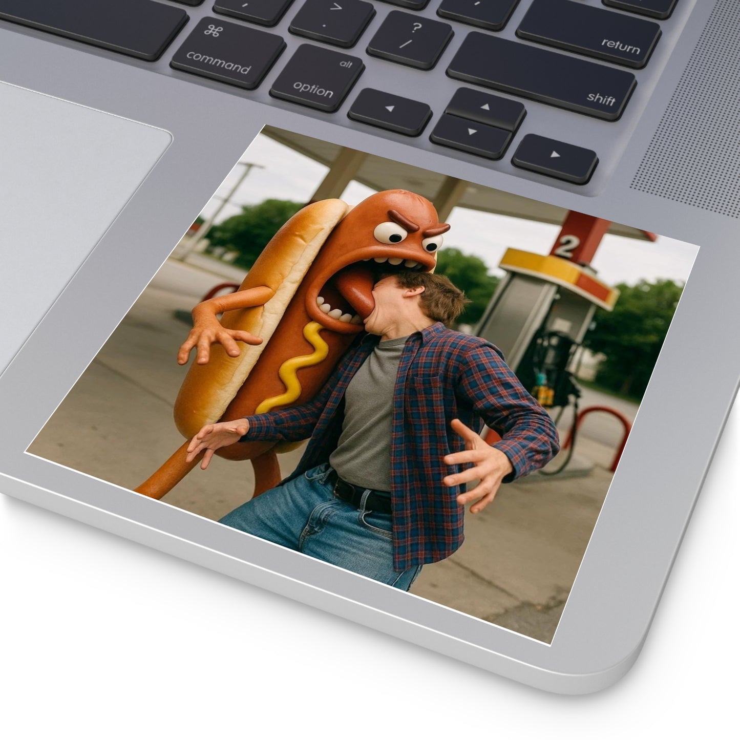Hotdog Eats Man! - Square Stickers