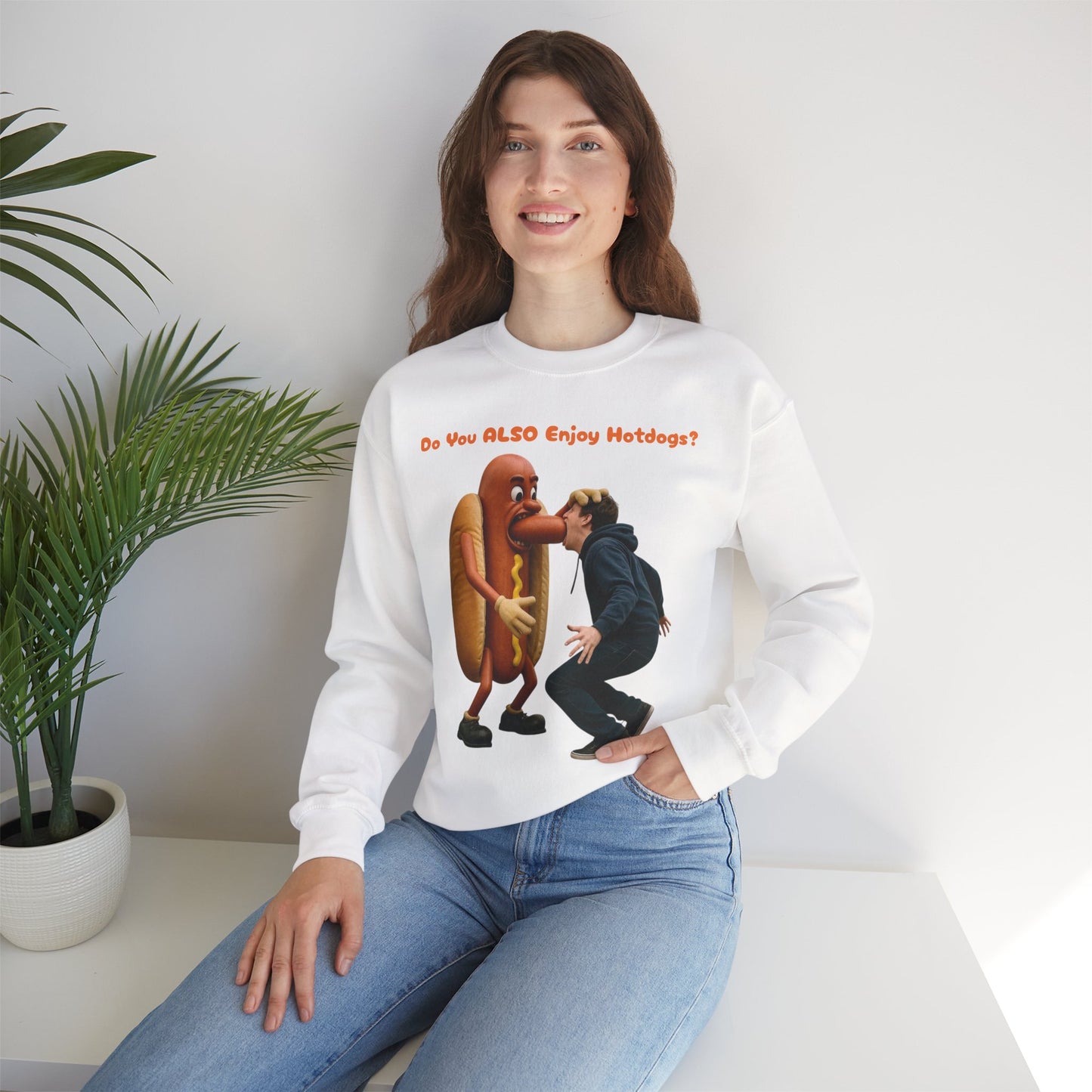 Man Eats Hotdog! - Unisex Heavy Blend Crewneck Sweatshirt