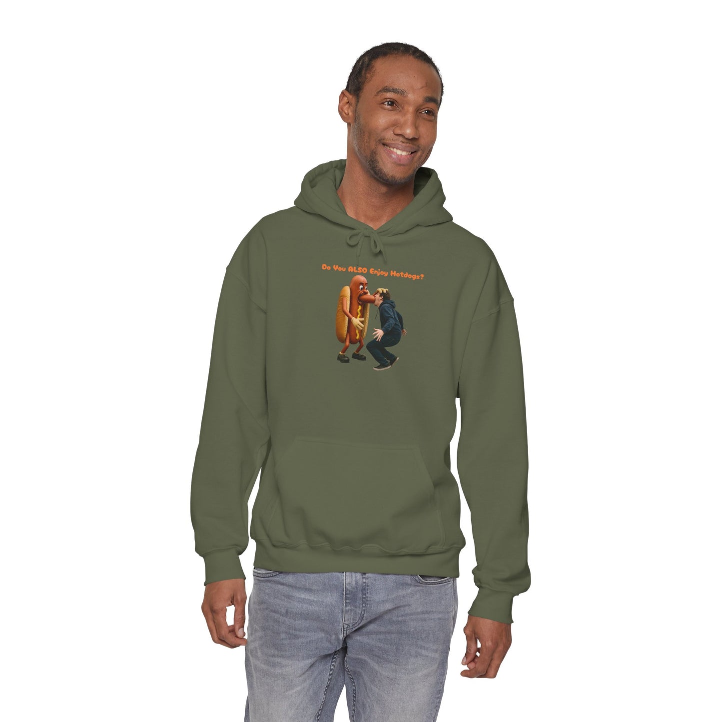 Man Eats Hotdog! - Unisex Heavy Blend Hooded Sweatshirt