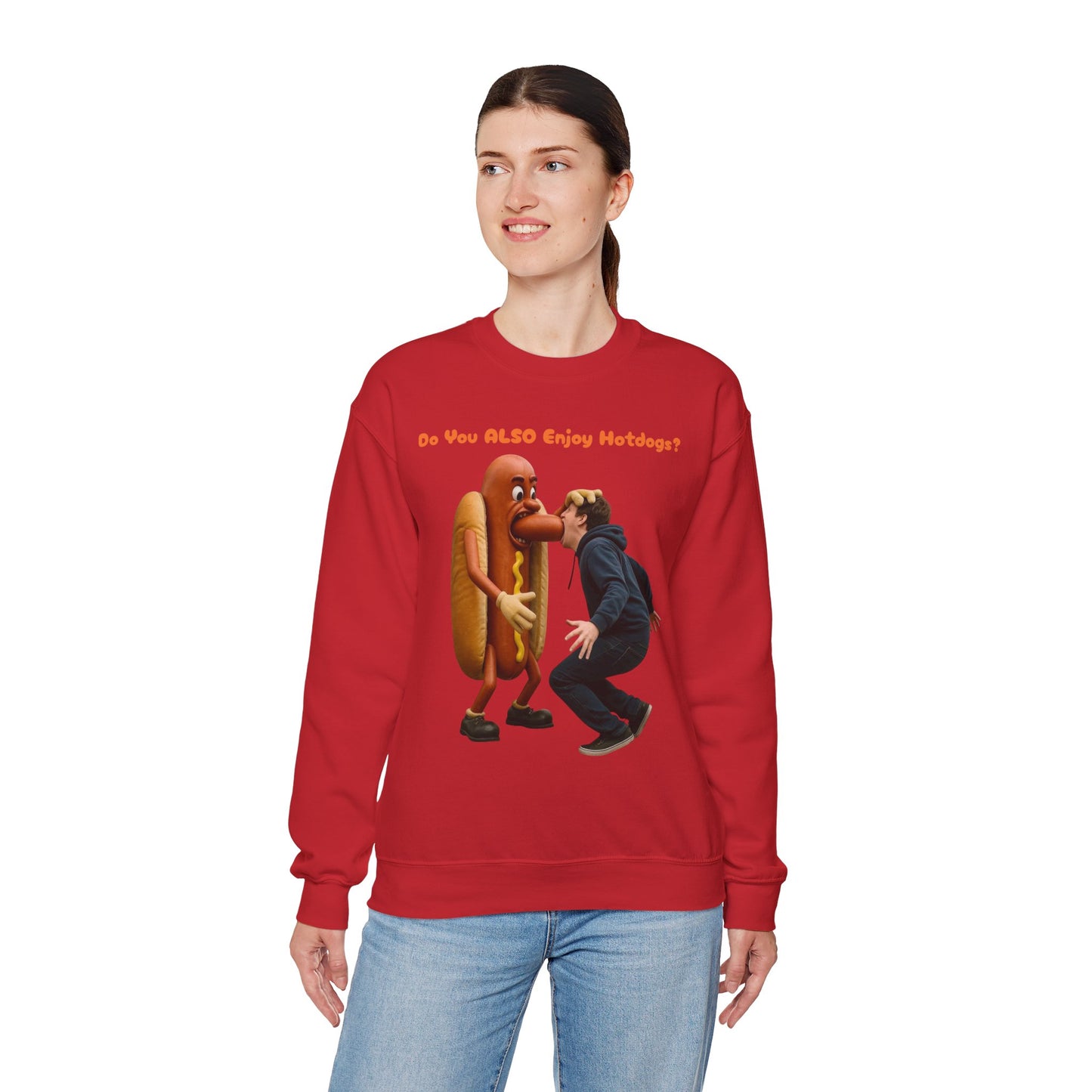 Man Eats Hotdog! - Unisex Heavy Blend Crewneck Sweatshirt