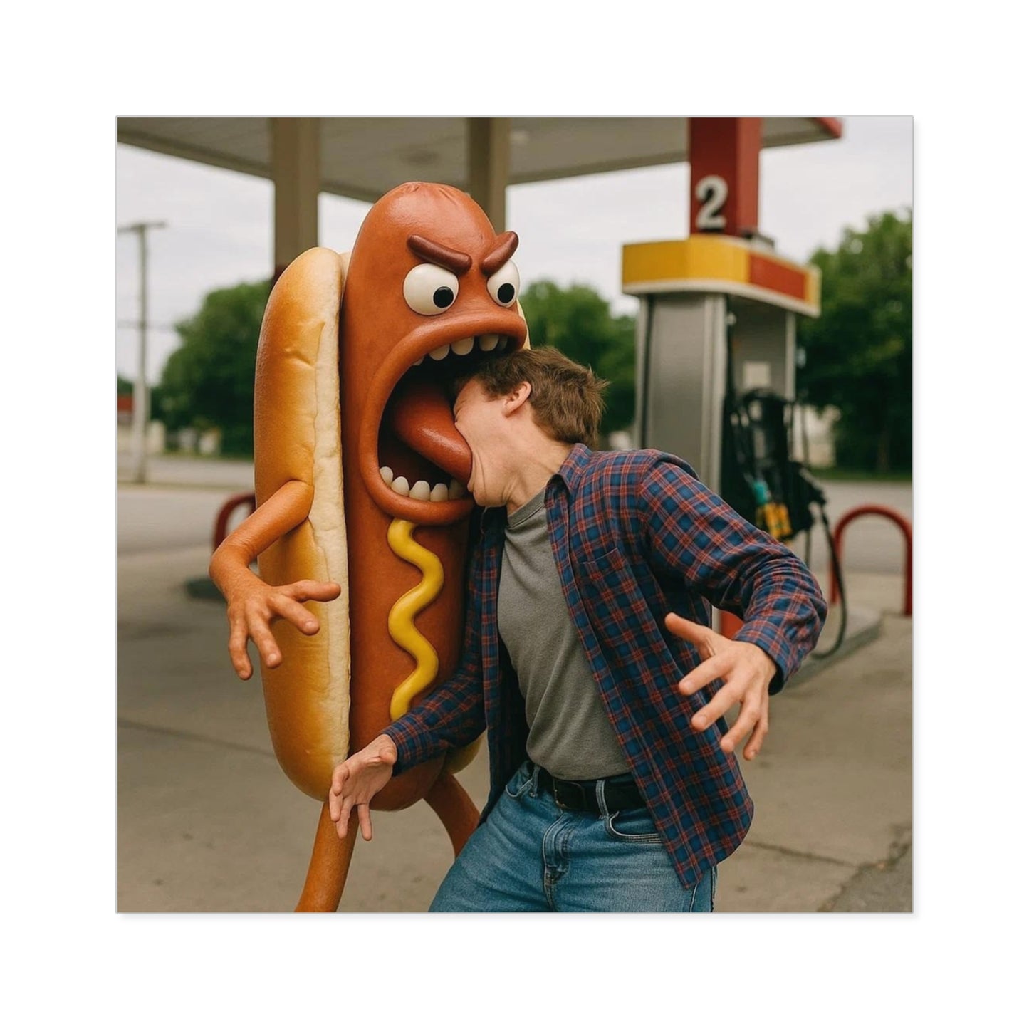 Hotdog Eats Man! - Square Stickers
