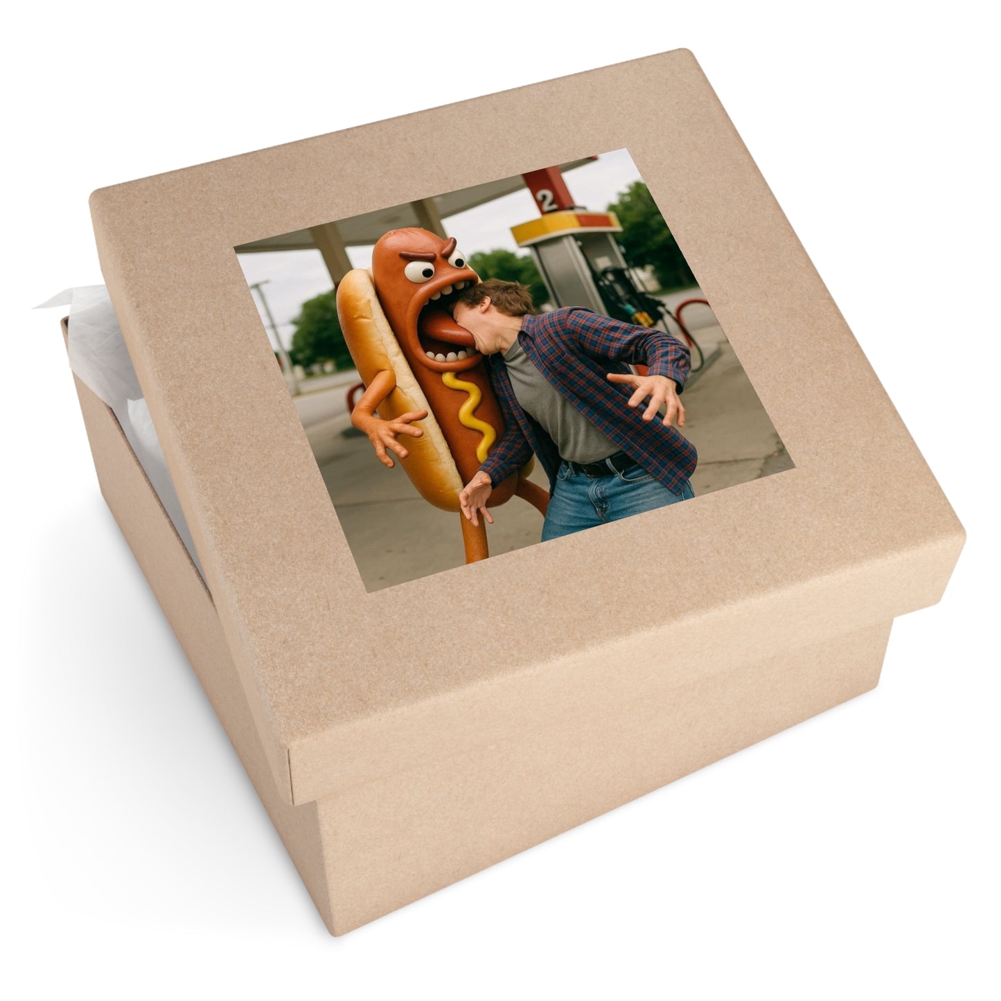 Hotdog Eats Man! - Square Stickers