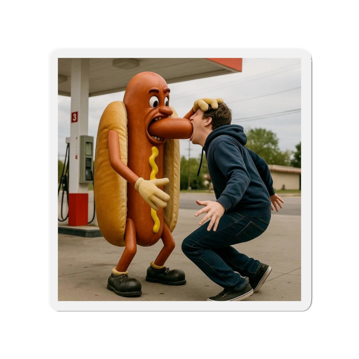 Man Eats Hotdog! - Die-Cut Magnet