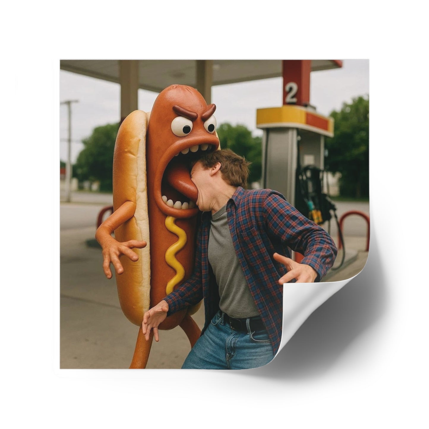 Hotdog Eats Man! - Square Stickers