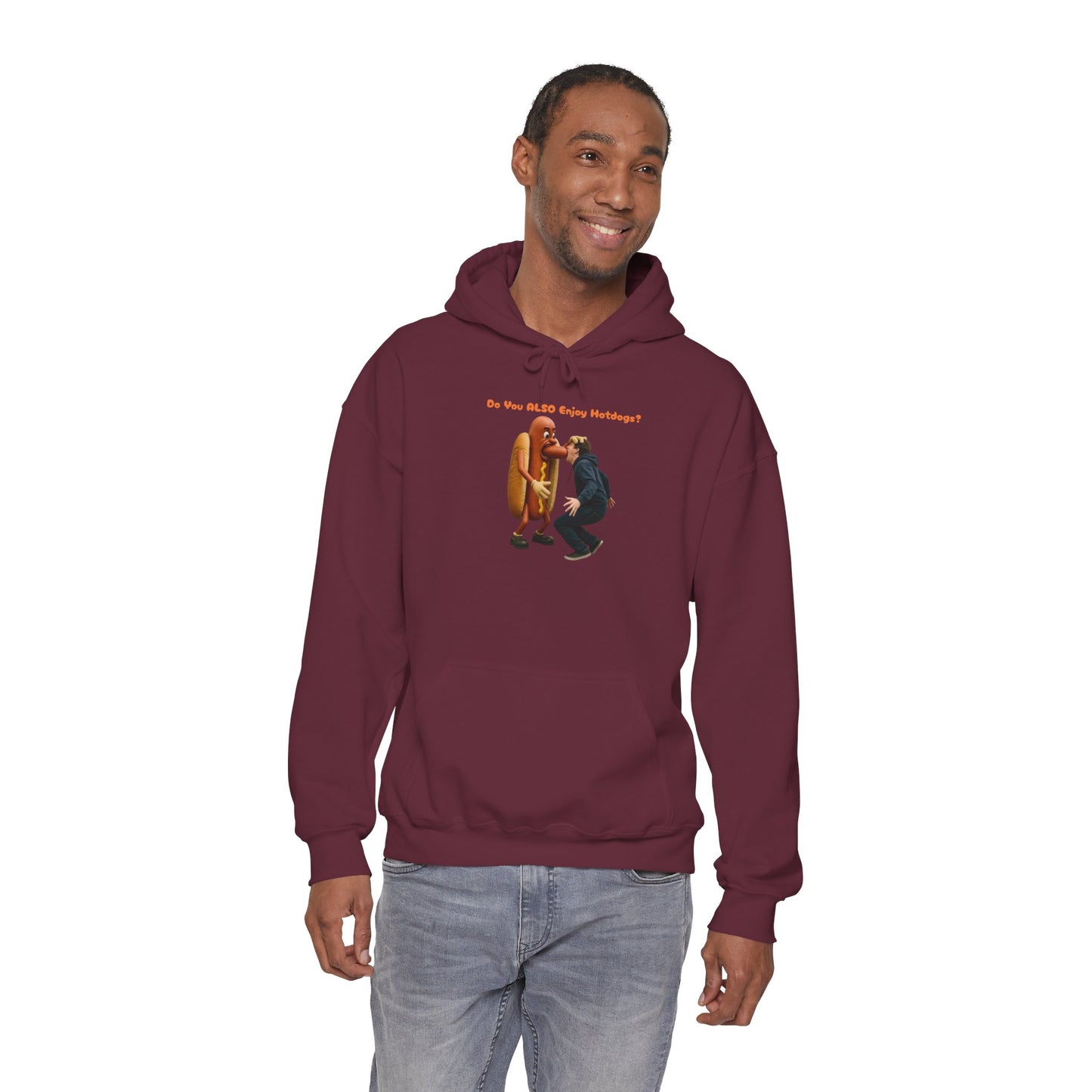 Man Eats Hotdog! - Unisex Heavy Blend Hooded Sweatshirt
