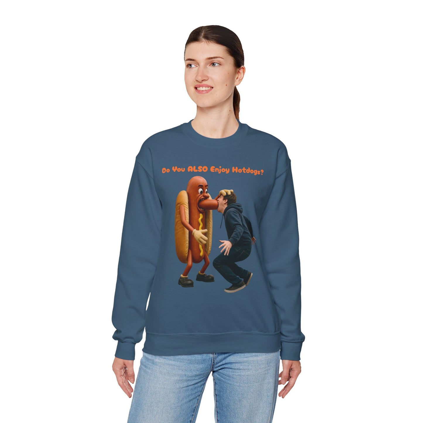 Man Eats Hotdog! - Unisex Heavy Blend Crewneck Sweatshirt