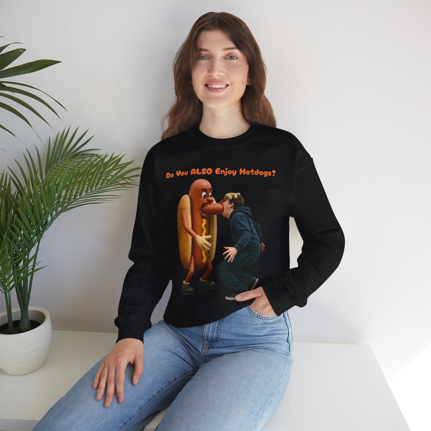 Man Eats Hotdog! - Unisex Heavy Blend Crewneck Sweatshirt