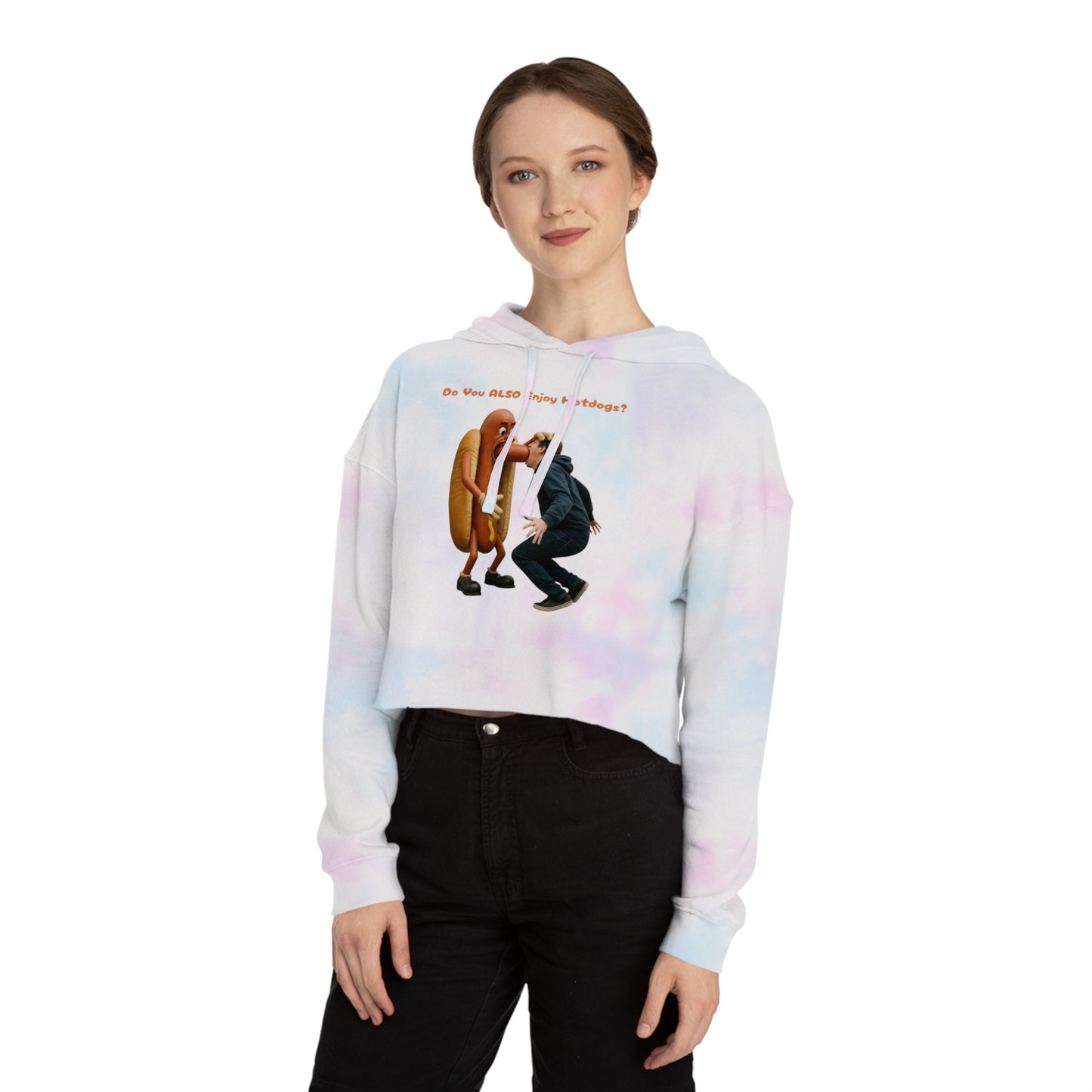 Man Eats Hotdog! - Cropped Hoodie