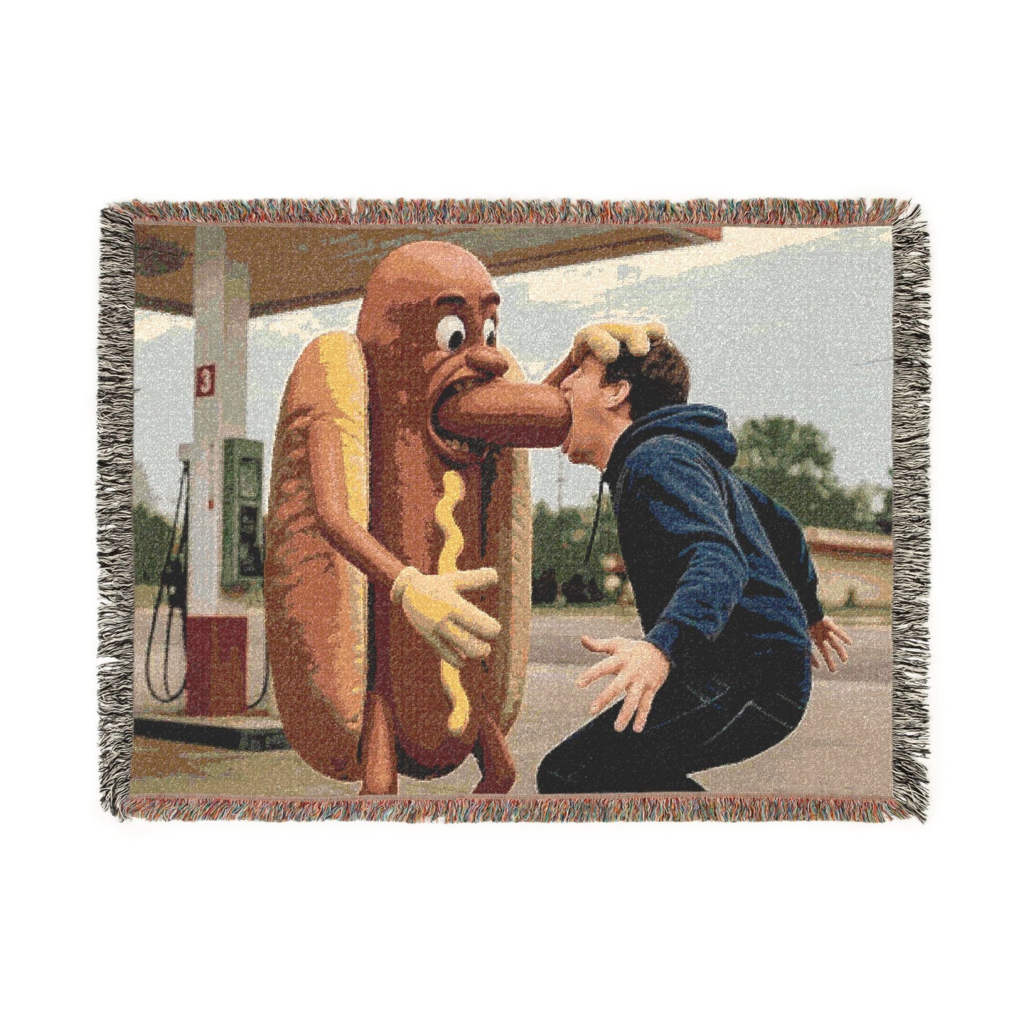 Man Eats Hotdog! - Woven Blanket