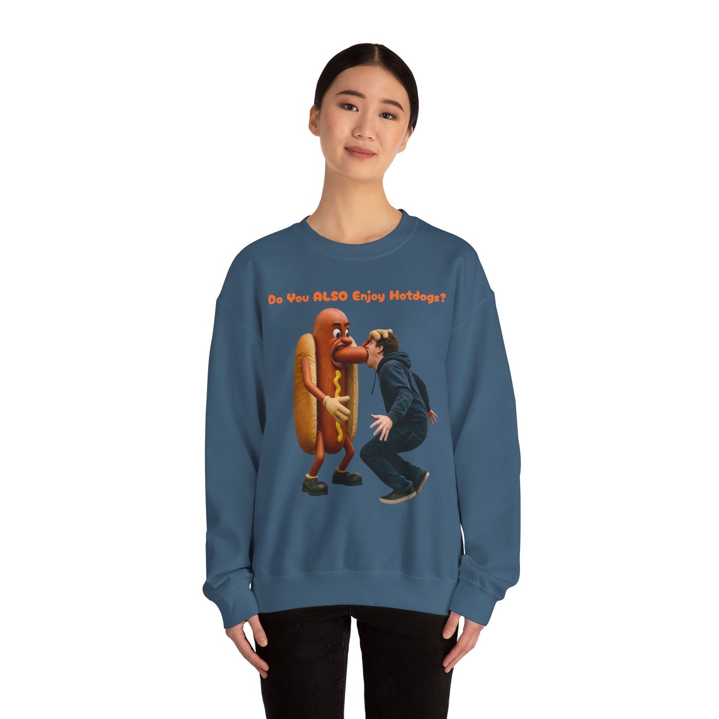 Man Eats Hotdog! - Unisex Heavy Blend Crewneck Sweatshirt