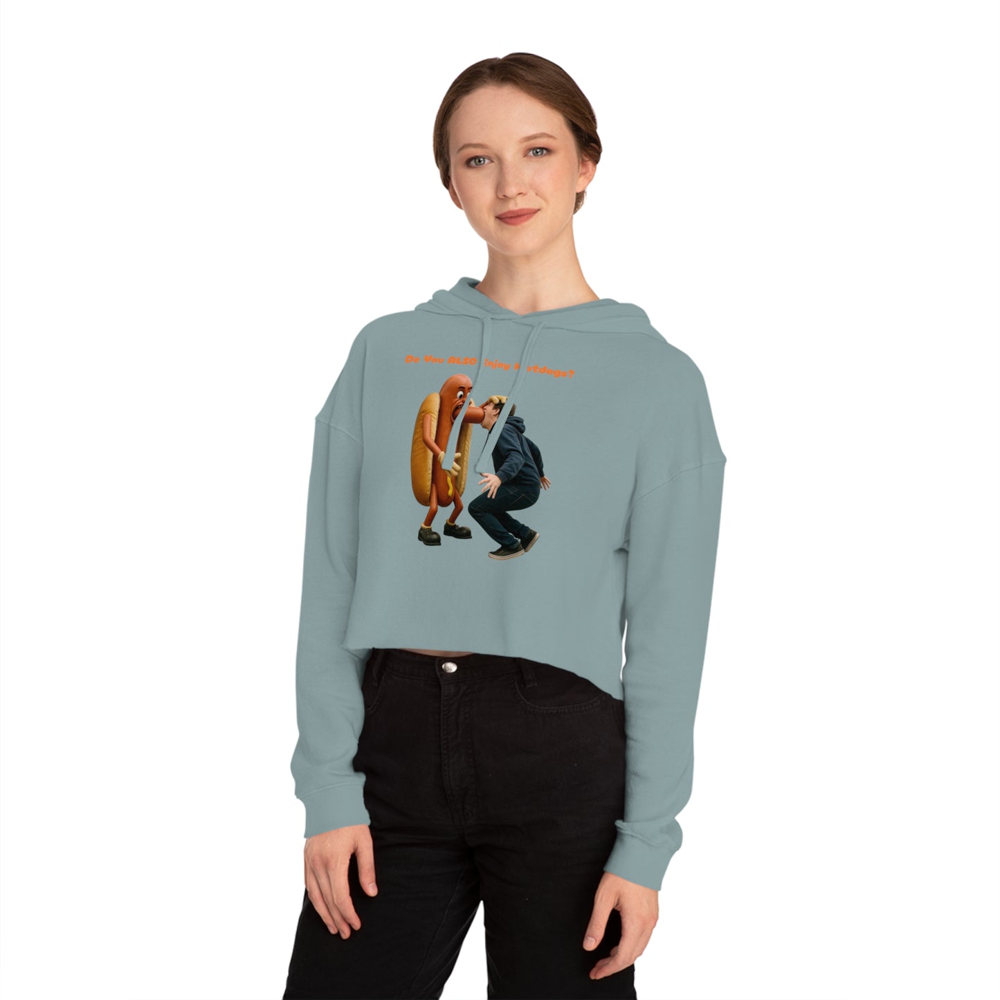 Man Eats Hotdog! - Cropped Hoodie