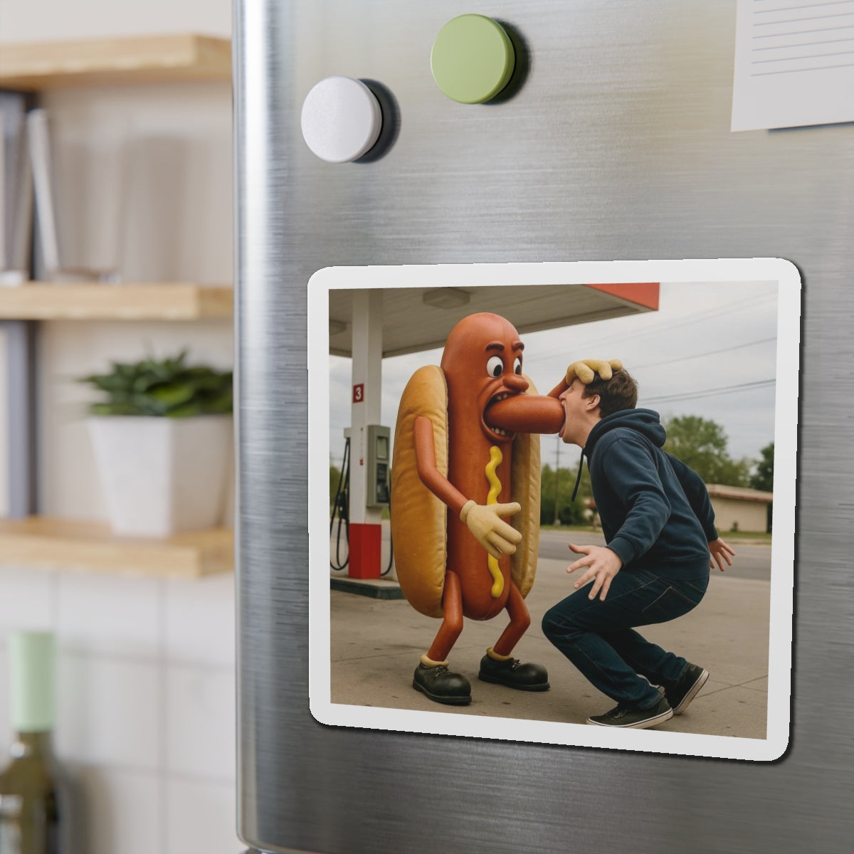 Man Eats Hotdog! - Die-Cut Magnet