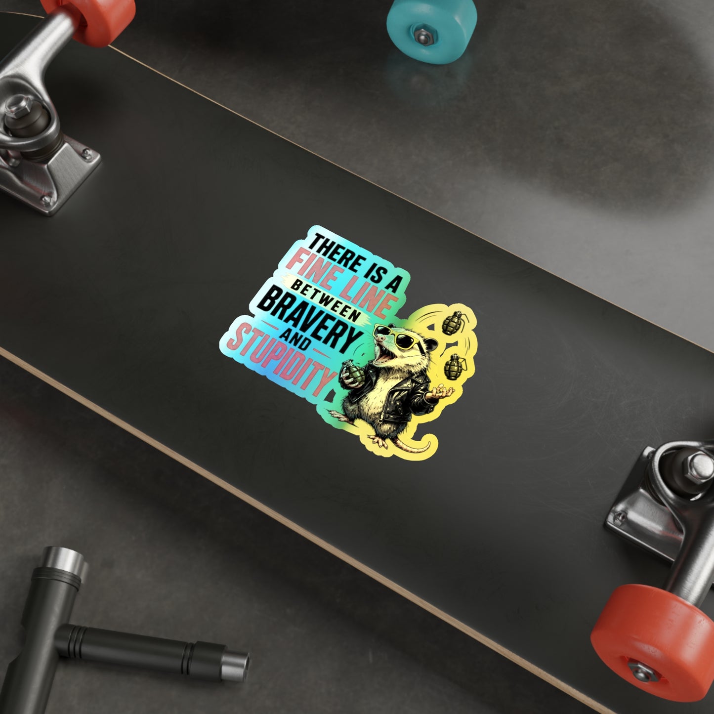 Fine Line to Stupidity - Holographic Die-cut Stickers