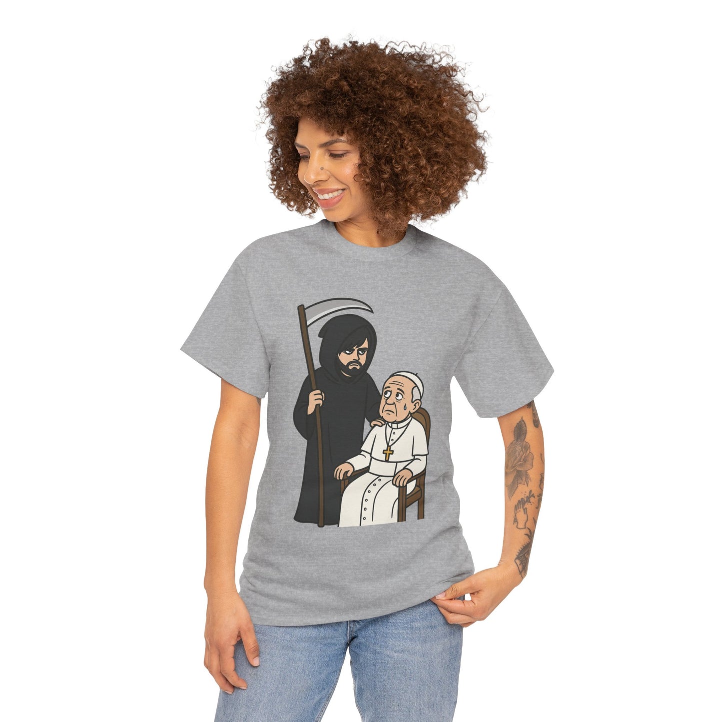 Grim Reaper and The Pope - Unisex Heavy Cotton Tee