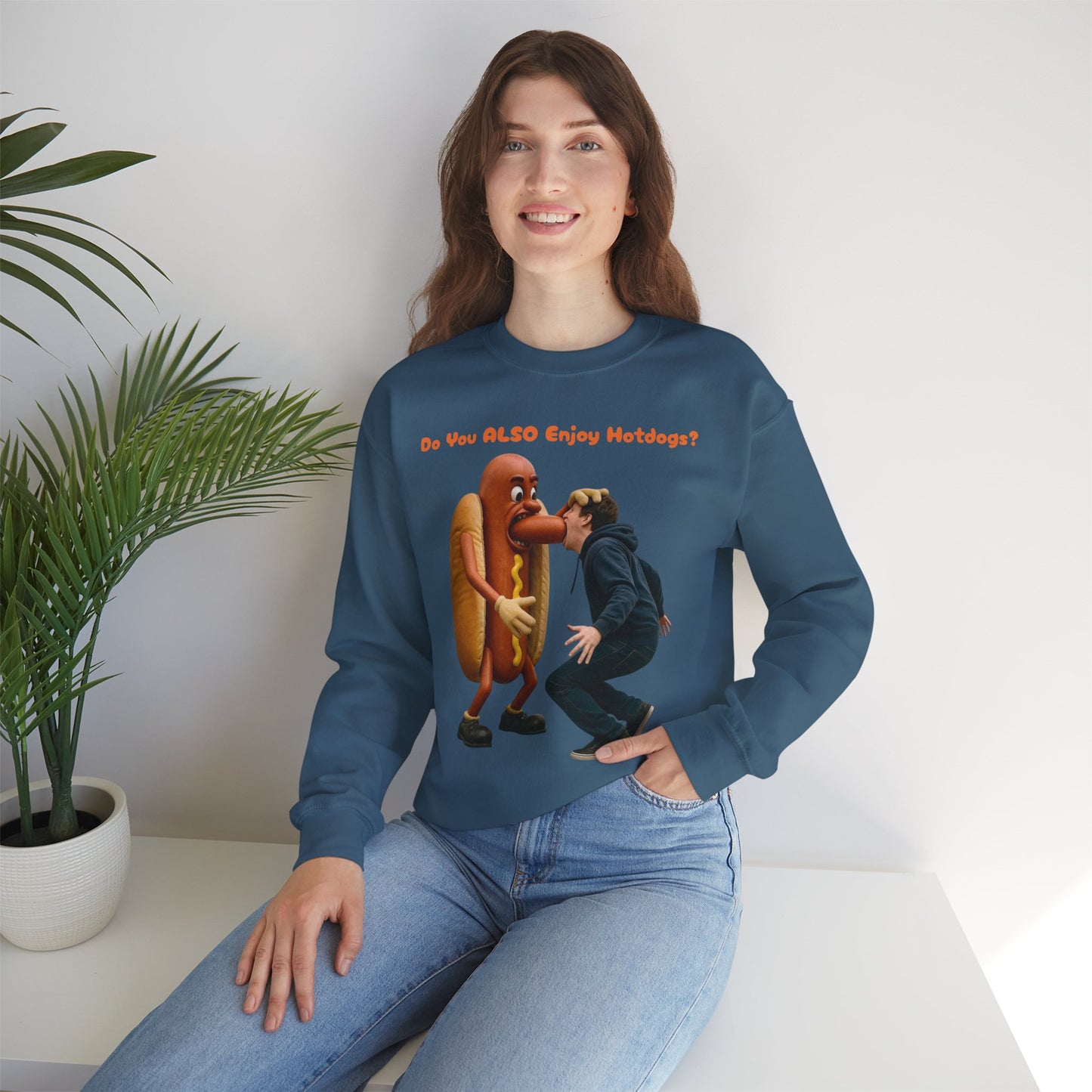 Man Eats Hotdog! - Unisex Heavy Blend Crewneck Sweatshirt