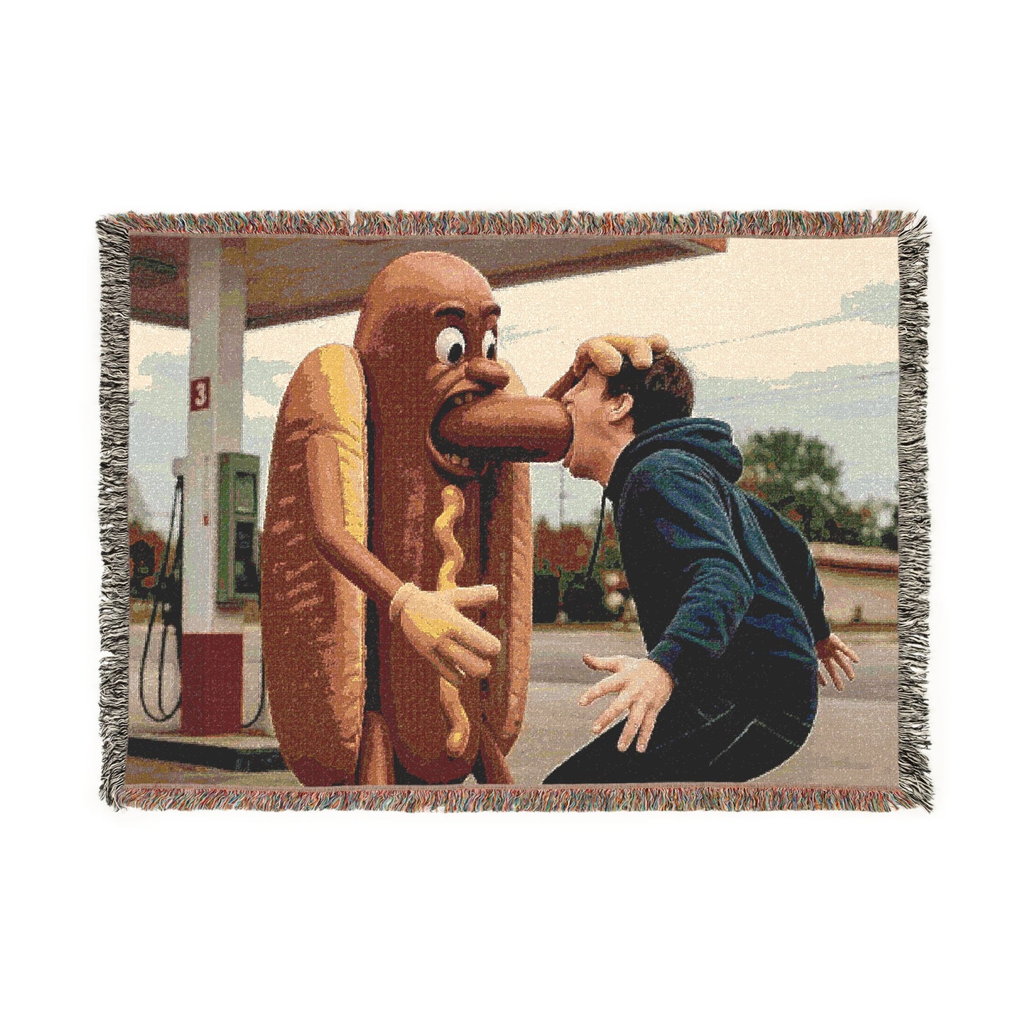 Man Eats Hotdog! - Woven Blanket