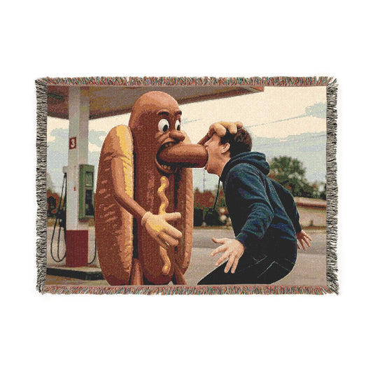 Man Eats Hotdog! - Woven Blanket