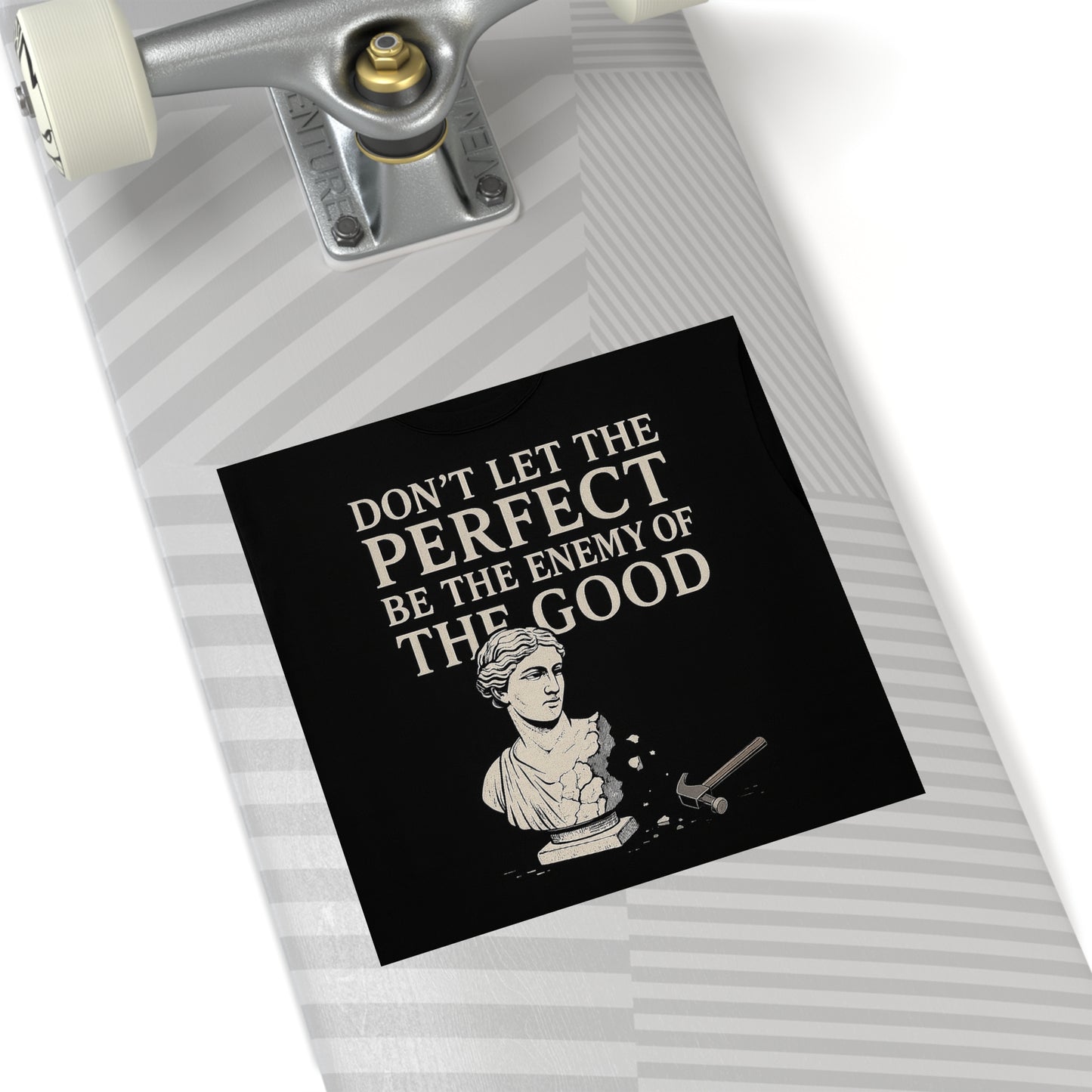 Enemy of the good - Square Stickers, Motivational Art Decals, Unique Gifts for Students, Office Decor, Self-Improvement Reminder