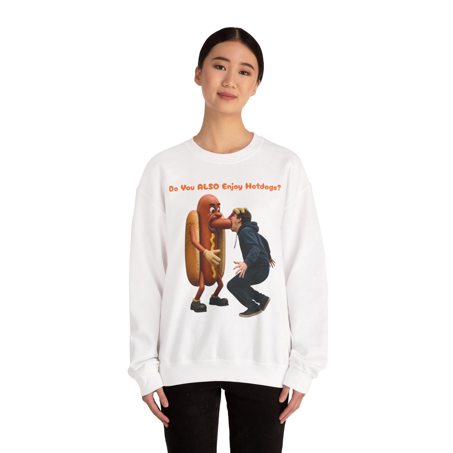 Man Eats Hotdog! - Unisex Heavy Blend Crewneck Sweatshirt